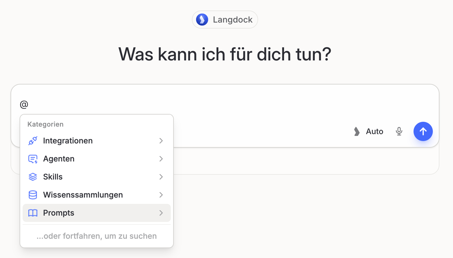 Langdock-Chat: gespeicherte Prompts aufrufen